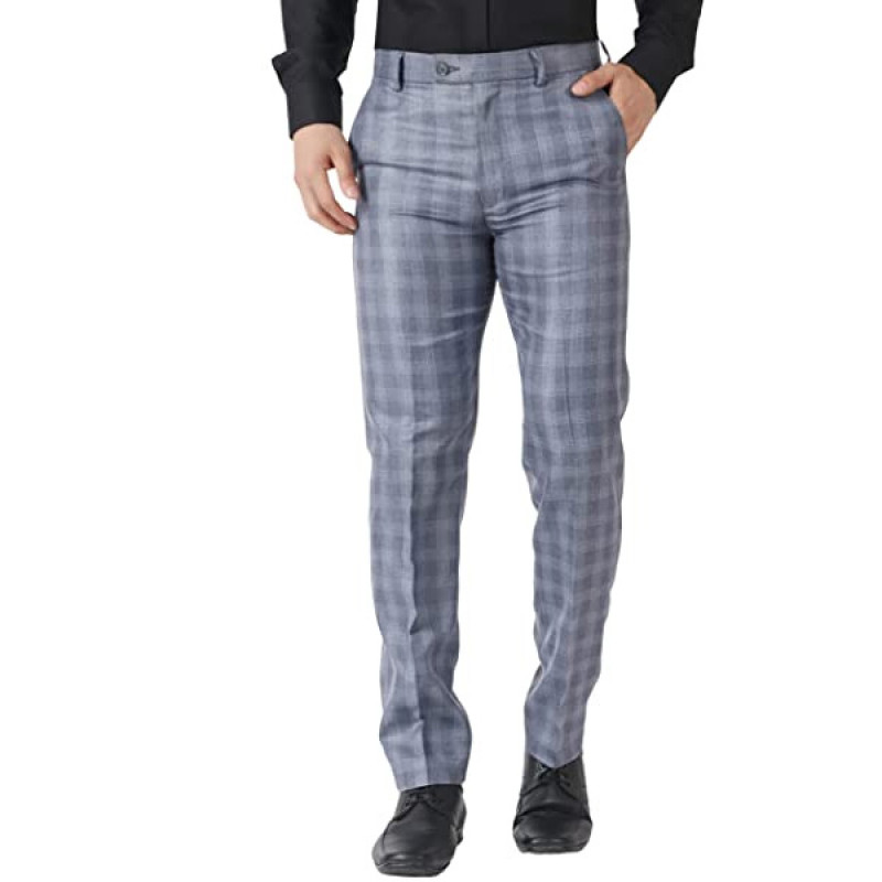 MALENO Men's Slim Fit Checkered Trouser