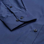 Men Blue Self- designed Slim Fit Pure Cotton Formal Shirt