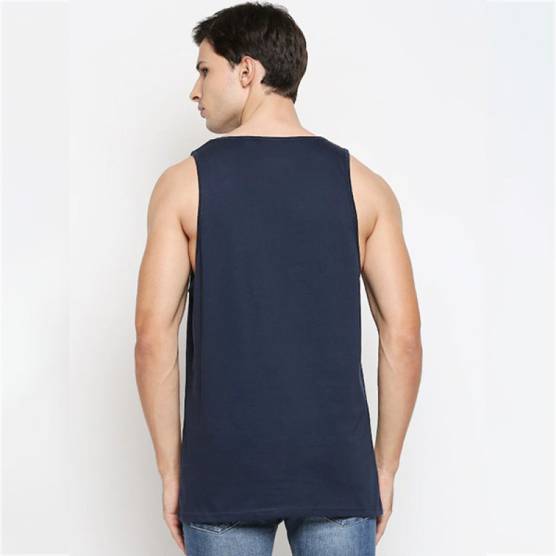 Men Navy Blue & Red Captain America Logo Printed Pure Cotton Tank Innerwear Vest