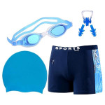 SportsFitt Swimming Combo Kit Regular Fit (28in to 34in) Swimming Short, Goggles, Silicone Cap, 2Pc Ear Plugs, 1 Pc Nose Clip, Swimming Suit