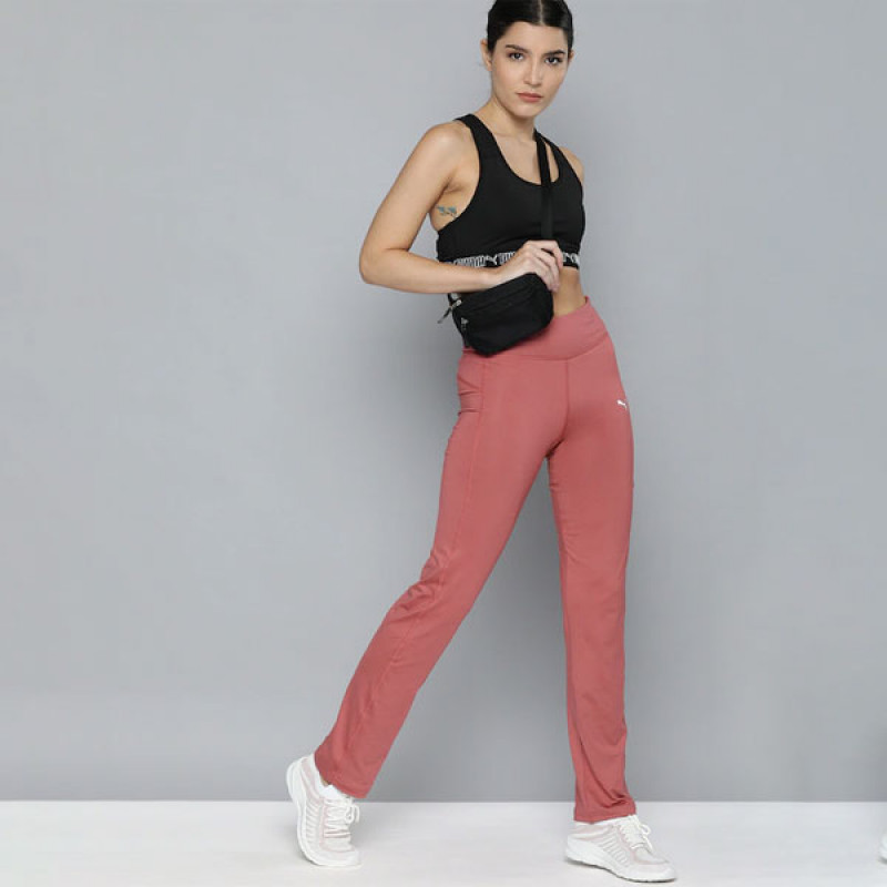 Women Mauve Solid Straight Fit Track Pant