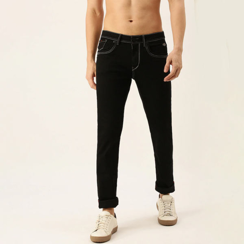 Men Black Slim Fit Mid-Rise Stretchable Jeans