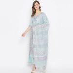 Women Sea Green & Pink Ethnic Motifs Woven Organic Cotton Unstitched Dress Material